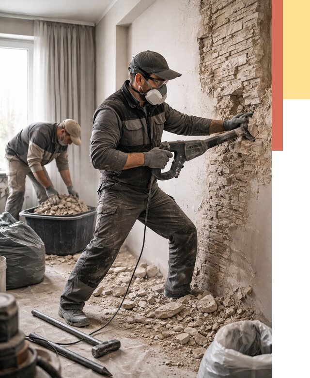 Демонтаж декоративного камня в Волгодонске от 1587 руб/м² — быстро и недорого | ОТДЕЛОЧНИК-Вгн