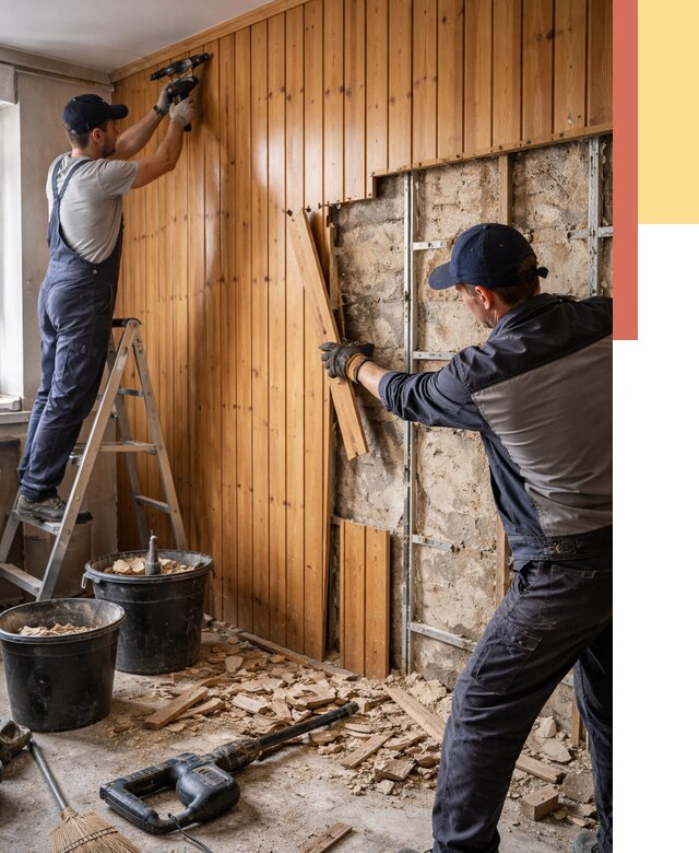 Демонтаж вагонки со стен в Волгодонске от 1587 руб. — снятие, удаление, срочно | ОТДЕЛОЧНИК-Вгн