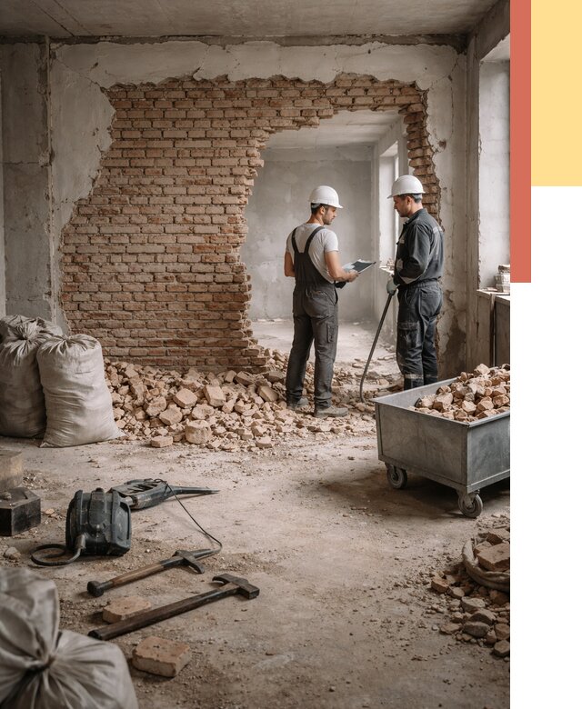 Демонтаж кирпичных стен в Волгодонске от 4596 руб. — быстро, недорого, под ключ | ОТДЕЛОЧНИК-Вгн