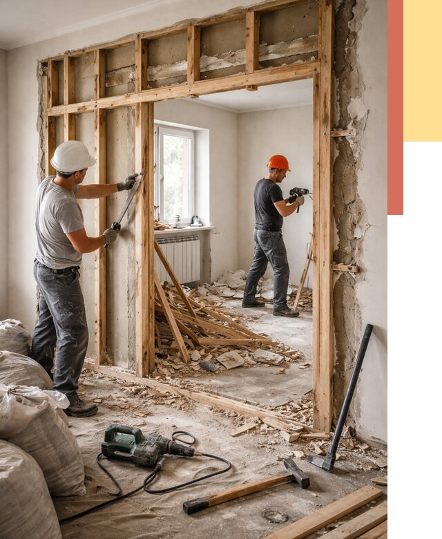 Демонтаж деревянных перегородок в Волгодонске от 3502 руб. — быстро и недорого | ОТДЕЛОЧНИК-Вгн