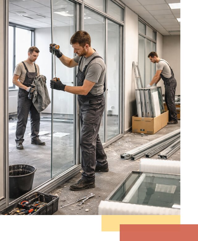 Демонтаж стеклянных перегородок в Волгодонске быстро и безопасно