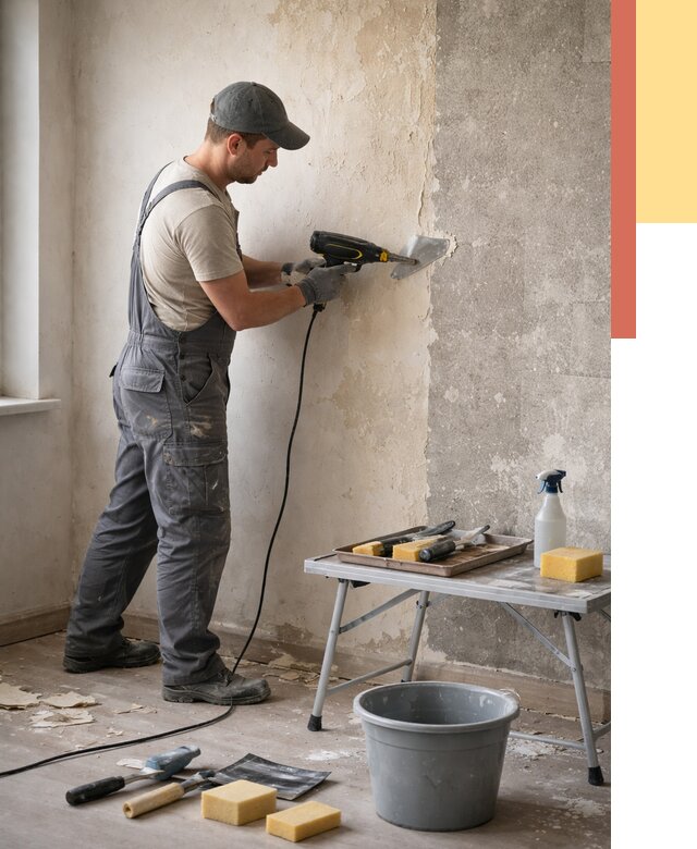 Очистка стен от клея в Волгодонске от 2024 руб. — снятие и удаление клея со стен | ОТДЕЛОЧНИК-Вгн