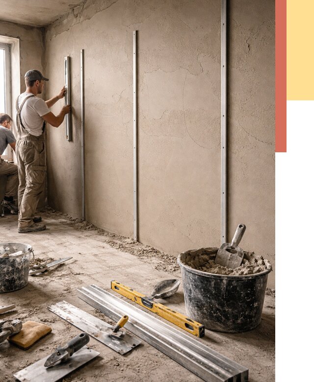 Штукатурка стен по маякам в Волгодонске от 6019 руб./м² — выравнивание под ключ | ОТДЕЛОЧНИК-Вгн