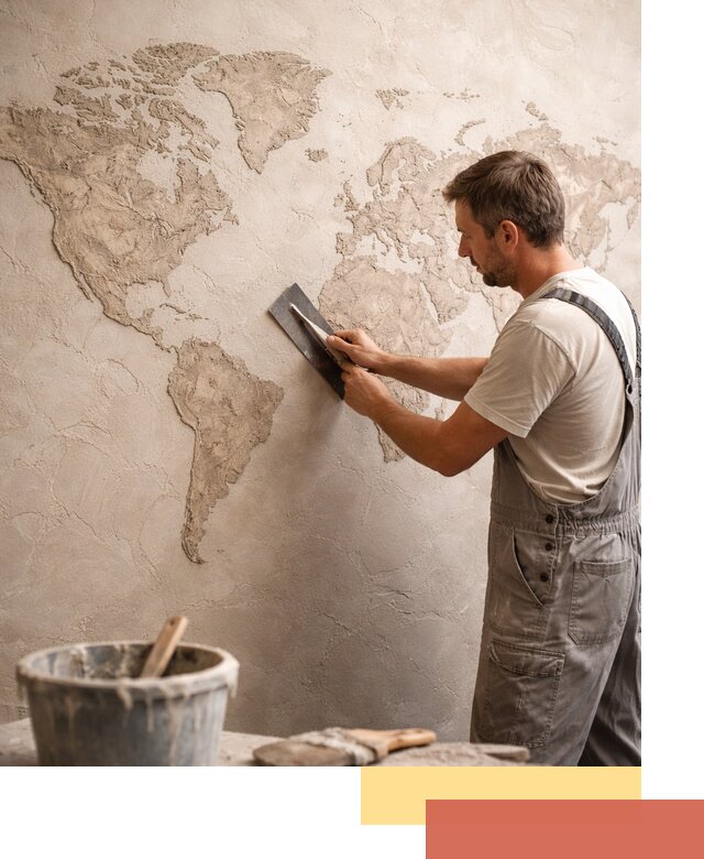 Декоративная штукатурка «Карта мира» под ключ в Волгодонске