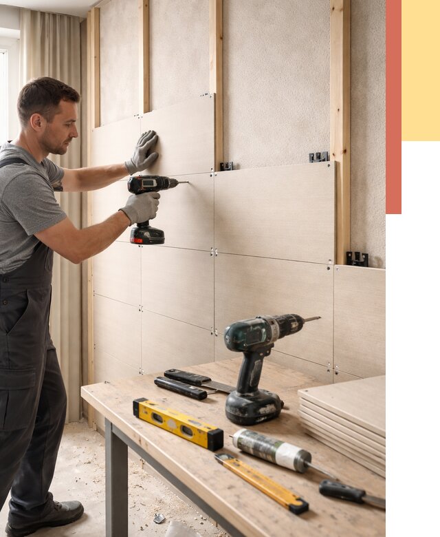 Монтаж МДФ панелей на стены в Волгодонске от 1368 руб. под ключ | ОТДЕЛОЧНИК-Вгн