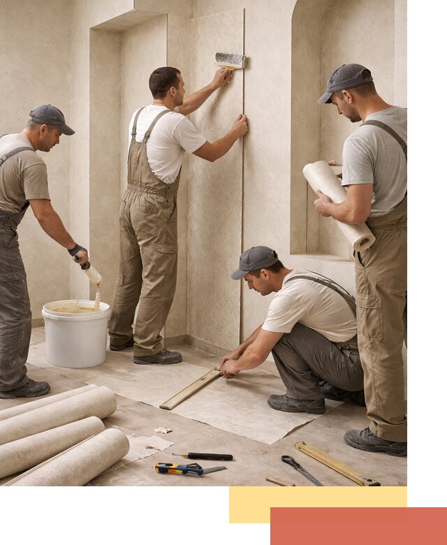 Поклейка обоев на сложные стены и неровные поверхности в Волгодонске