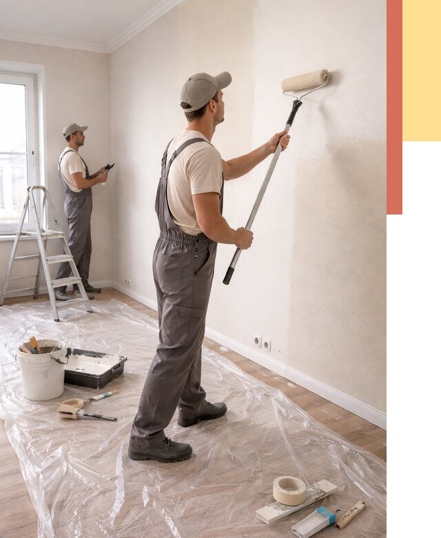 Покраска стен акриловой краской в Волгодонске от 3830 руб./м² — быстро и недорого | ОТДЕЛОЧНИК-Вгн