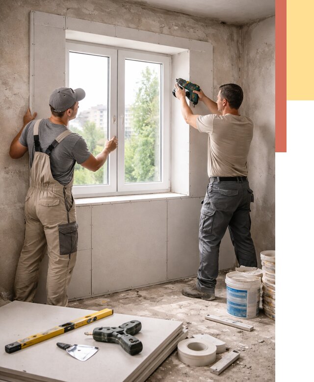 Монтаж откосов из гипсокартона в Волгодонске от 4924 руб. под ключ | ОТДЕЛОЧНИК-Вгн