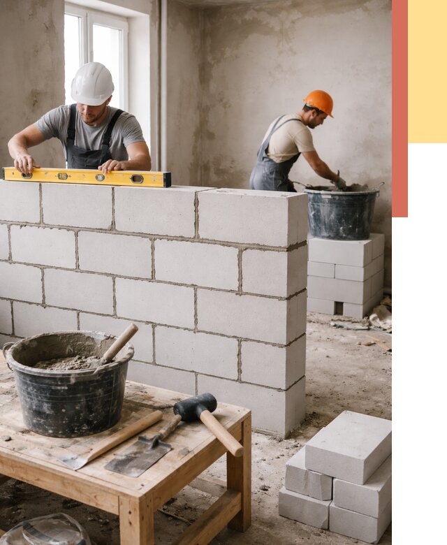 Кладка перегородок из газобетона в Волгодонске от 3502 руб. под ключ | ОТДЕЛОЧНИК-Вгн