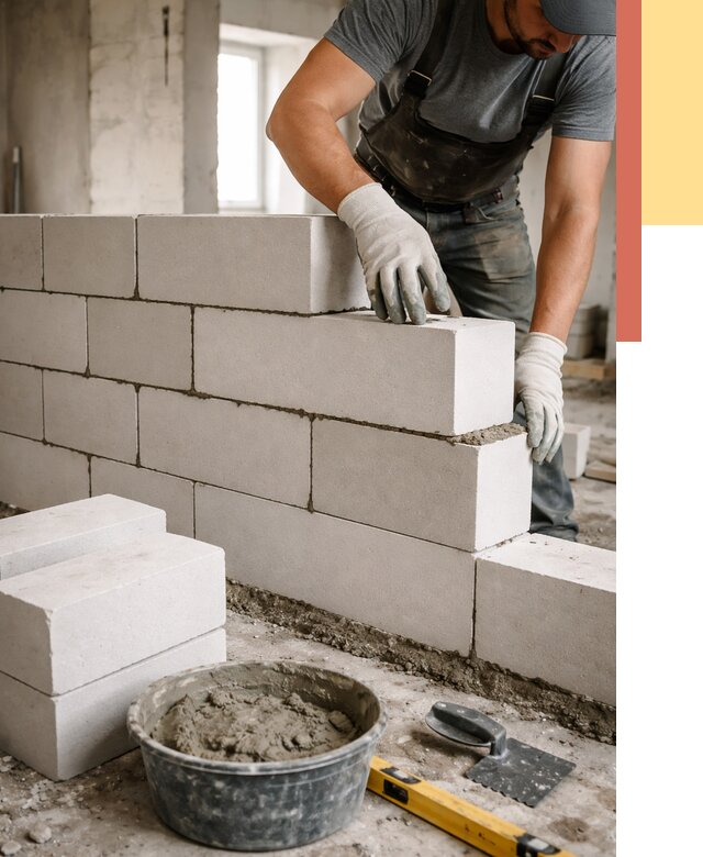 Кладка перегородок из силикатного блока в Волгодонске от 4377 руб. под ключ | ОТДЕЛОЧНИК-Вгн