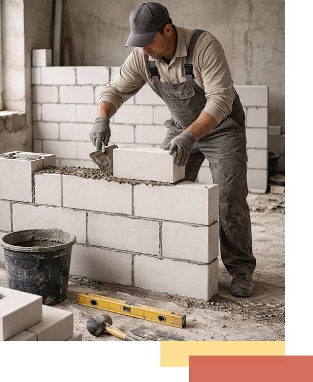 Кладка перегородок из силикатного блока в Волгодонске