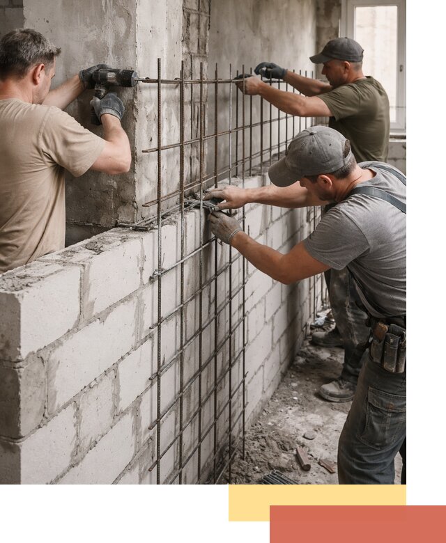 Армирование кладки перегородок в Волгодонске профессионально и надёжно