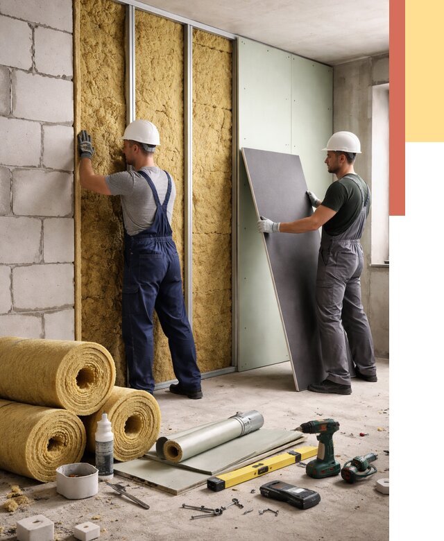 Шумоизоляция перегородок из блоков в Волгодонске от 2024 руб./м² — быстро и недорого | ОТДЕЛОЧНИК-Вгн