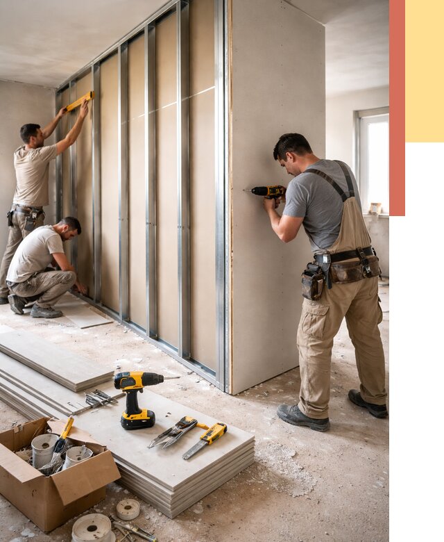 Монтаж однослойной перегородки из гипсокартона в Волгодонске от 711 руб. | ОТДЕЛОЧНИК-Вгн