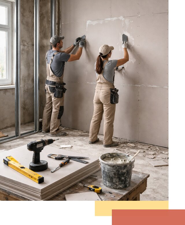 Монтаж двухслойной перегородки из гипсокартона в Волгодонске