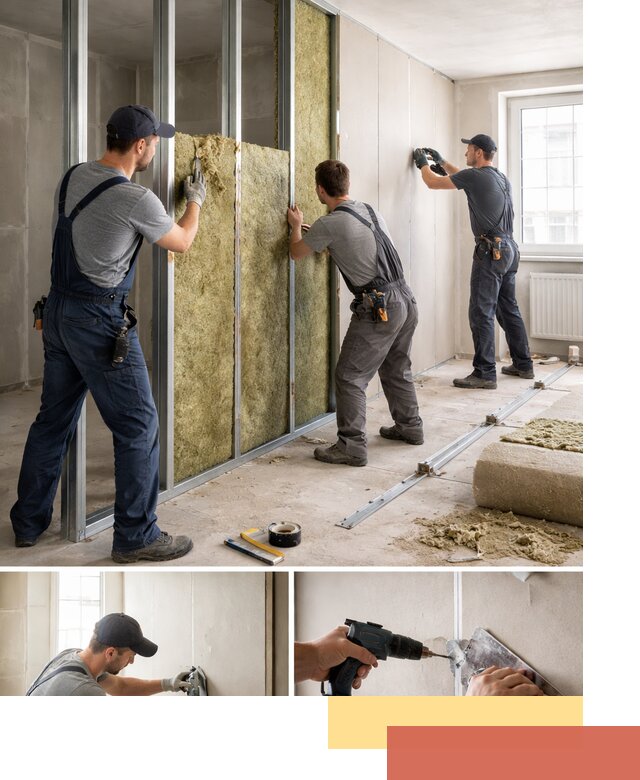 Перегородка из гипсокартона с шумоизоляцией в Волгодонске — монтаж под ключ