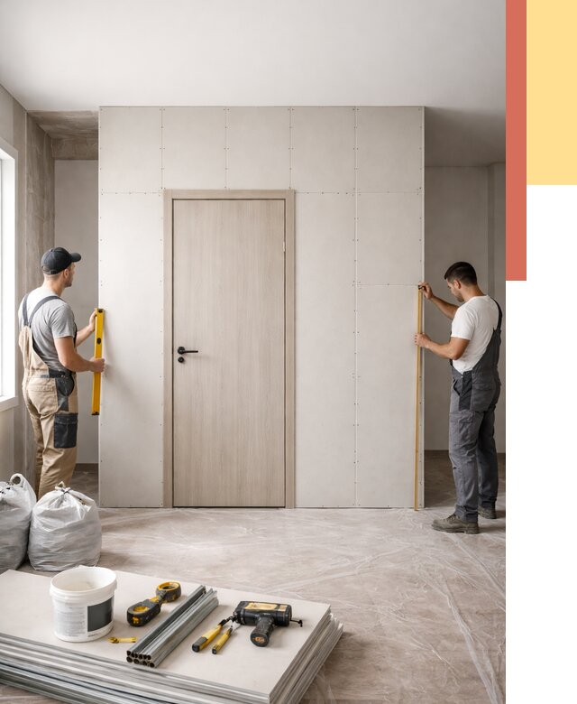 Перегородка из гипсокартона с дверью в Волгодонске от 4924 руб. под ключ | ОТДЕЛОЧНИК-Вгн