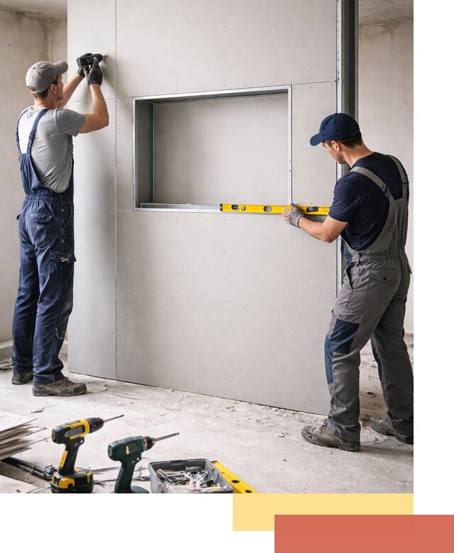 Перегородка из гипсокартона с нишей под декор в Волгодонске