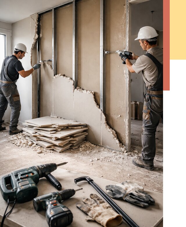 Демонтаж перегородки из гипсокартона в Волгодонске от 1313 руб. быстро и недорого | ОТДЕЛОЧНИК-Вгн