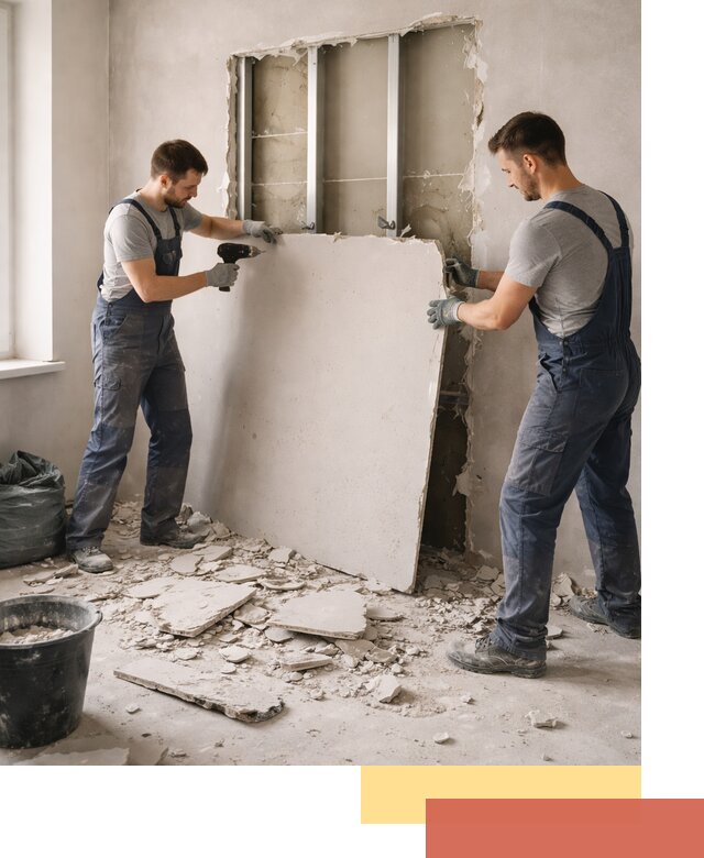 Демонтаж перегородки из гипсокартона в Волгодонске быстрый и аккуратный