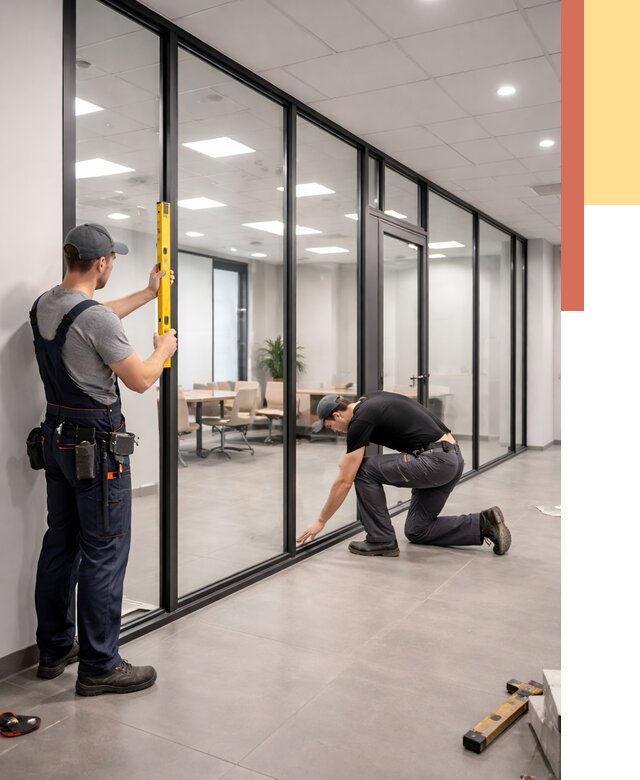 Каркасные стеклянные перегородки в Волгодонске под ключ от 10068 руб. | ОТДЕЛОЧНИК-Вгн