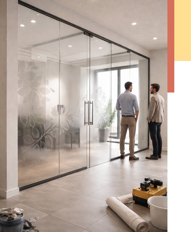 Стеклянные перегородки с рисунком в Волгодонске от 13679 руб. монтаж и нанесение | ОТДЕЛОЧНИК-Вгн