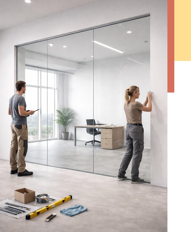 Перегородки из закаленного стекла в Волгодонске от 10396 руб. под ключ | ОТДЕЛОЧНИК-Вгн