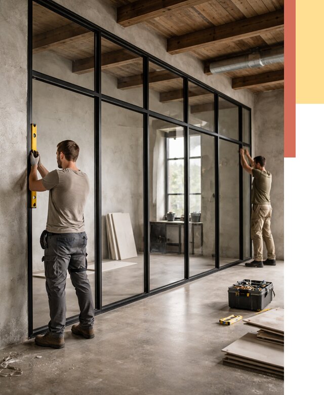 Стеклянные перегородки лофт в Волгодонске от 11490 руб. под ключ | ОТДЕЛОЧНИК-Вгн