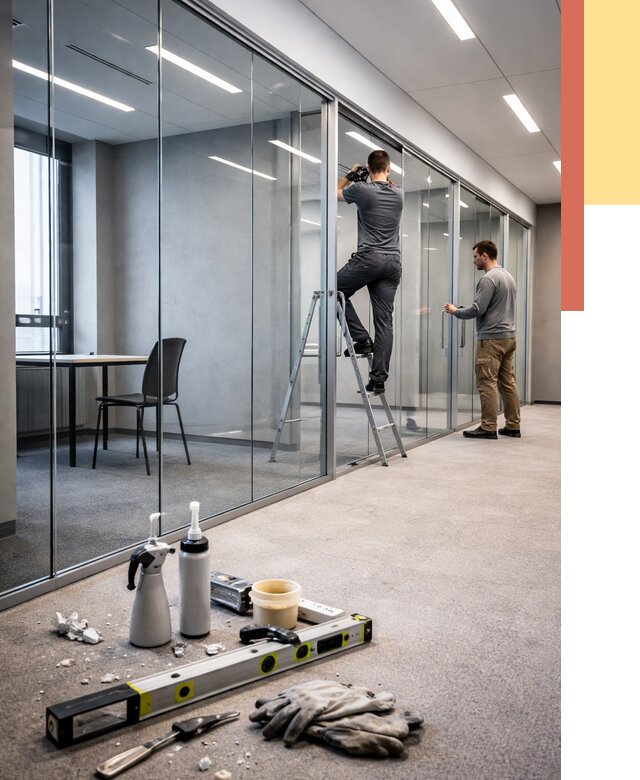 Стеклянные офисные перегородки в Волгодонске от 9302 руб. — монтаж и установка | ОТДЕЛОЧНИК-Вгн