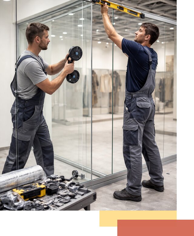 Стеклянные перегородки для магазинов в Волгодонске — монтаж и установка