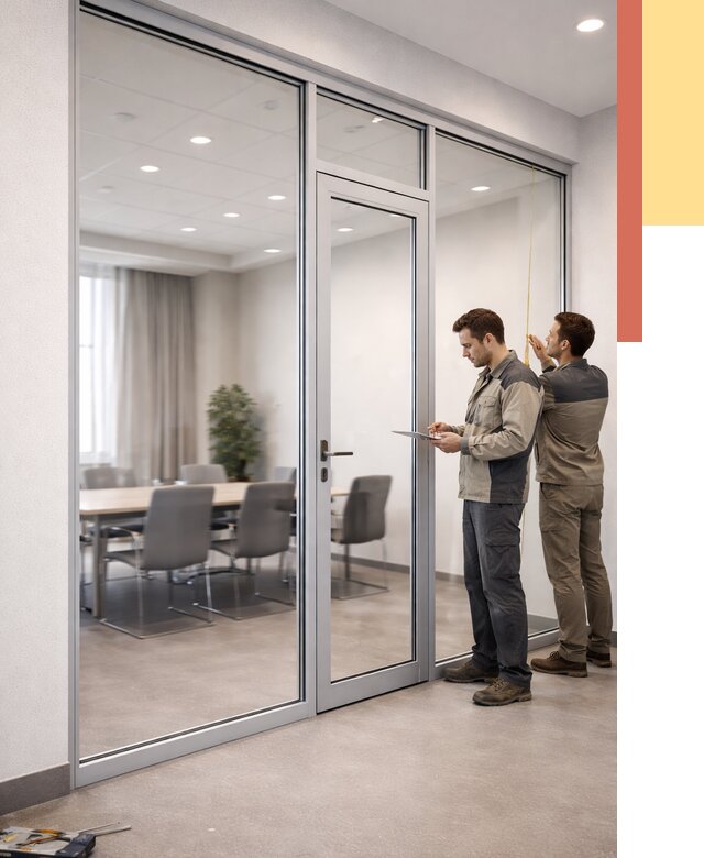 Установка и монтаж алюминиевых перегородок со стеклом в Волгодонске от 8973 руб. | ОТДЕЛОЧНИК-Вгн