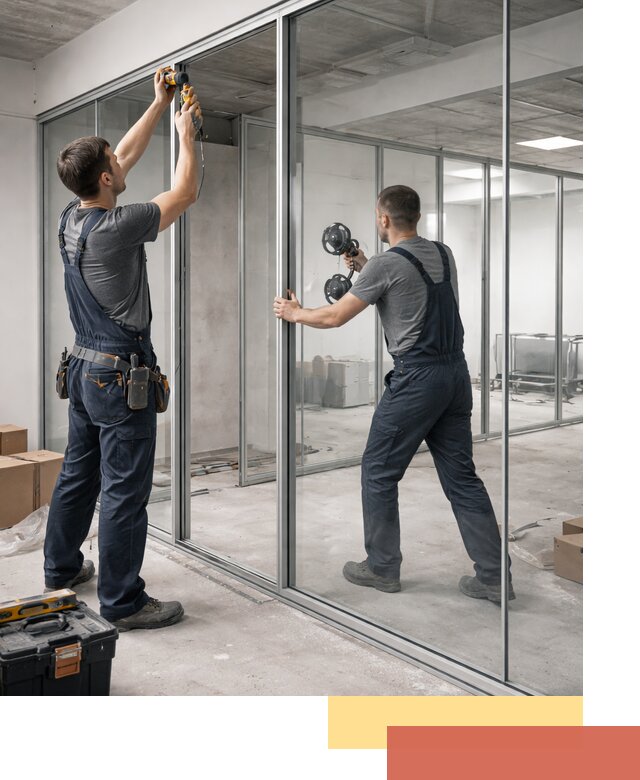 Алюминиевые перегородки со стеклом в Волгодонске — изготовление и монтаж