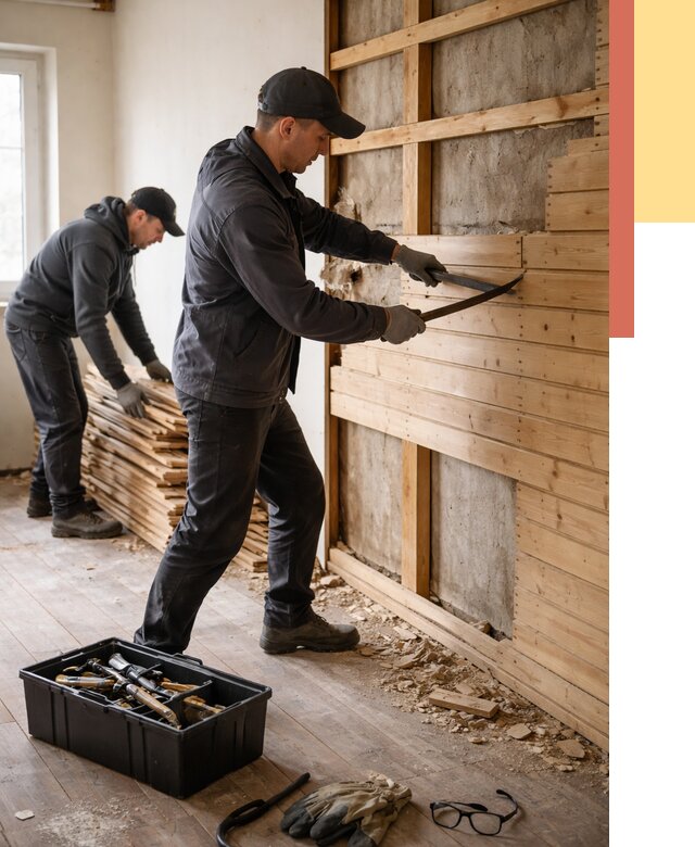 Демонтаж вагонки в Волгодонске от 4158 руб/м2 — быстро и недорого | ОТДЕЛОЧНИК-Вгн