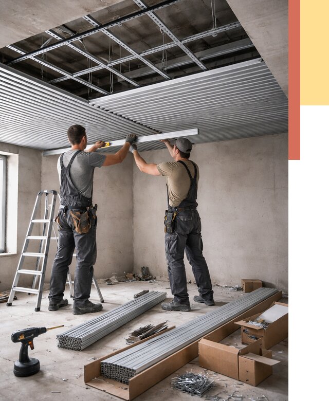 Монтаж реечного потолка в Волгодонске от 4924 руб. под ключ | ОТДЕЛОЧНИК-Вгн