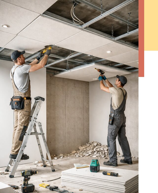 Монтаж акустического потолка в Волгодонске от 7113 руб/м2 — быстро и недорого | ОТДЕЛОЧНИК-Вгн