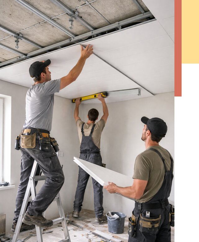 Монтаж потолка из ПВХ панелей в Волгодонске от 3830 руб./м2 — быстро и недорого | ОТДЕЛОЧНИК-Вгн