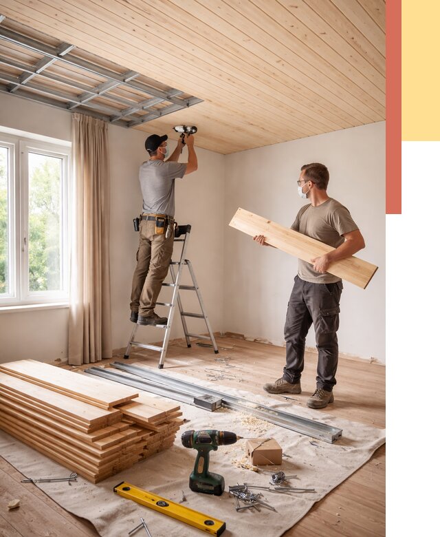 Монтаж потолка из вагонки в Волгодонске от 7113 руб. | Быстро и недорого — ОТДЕЛОЧНИК-Вгн