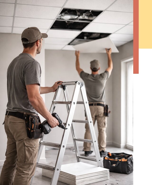 Обслуживание подвесного потолка в Волгодонске от 3830 руб. — быстро и недорого | ОТДЕЛОЧНИК-Вгн