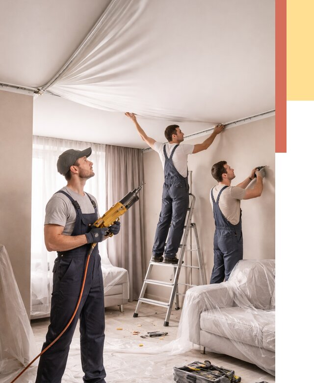 Установка натяжного потолка в Волгодонске от 4924 руб. | Быстро и недорого — ОТДЕЛОЧНИК-Вгн