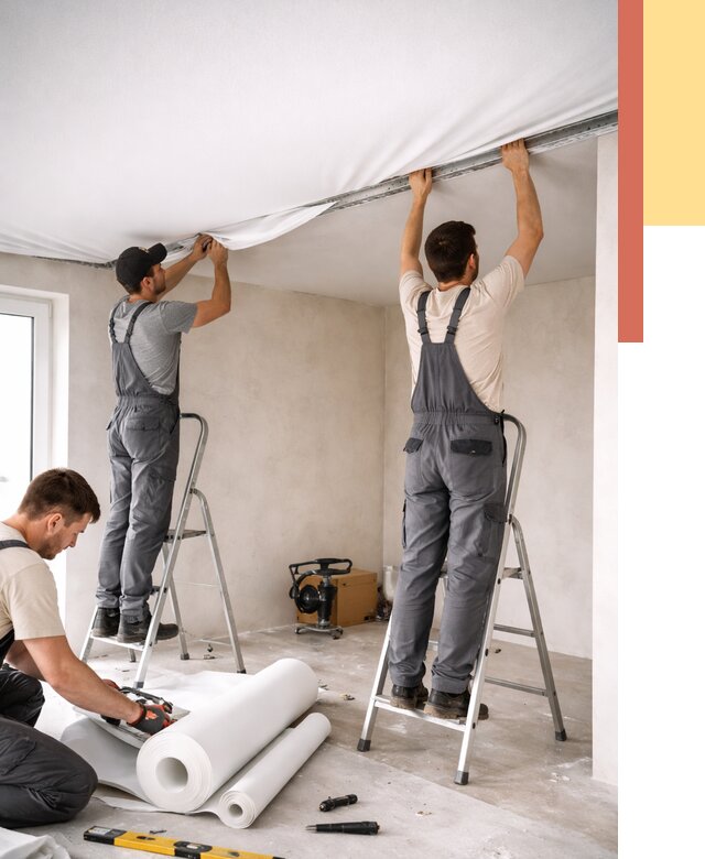 Монтаж тканевого натяжного потолка в Волгодонске от 3830 руб. под ключ | ОТДЕЛОЧНИК-Вгн