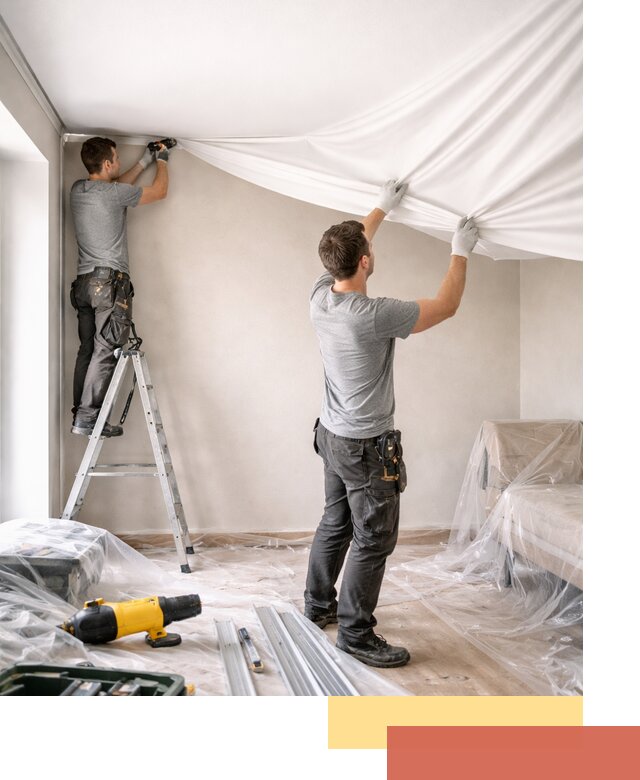 Монтаж тканевого натяжного потолка в Волгодонске недорого и быстро