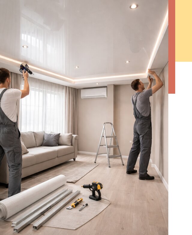 Монтаж глянцевого натяжного потолка в Волгодонске от 821 руб. под ключ | ОТДЕЛОЧНИК-Вгн