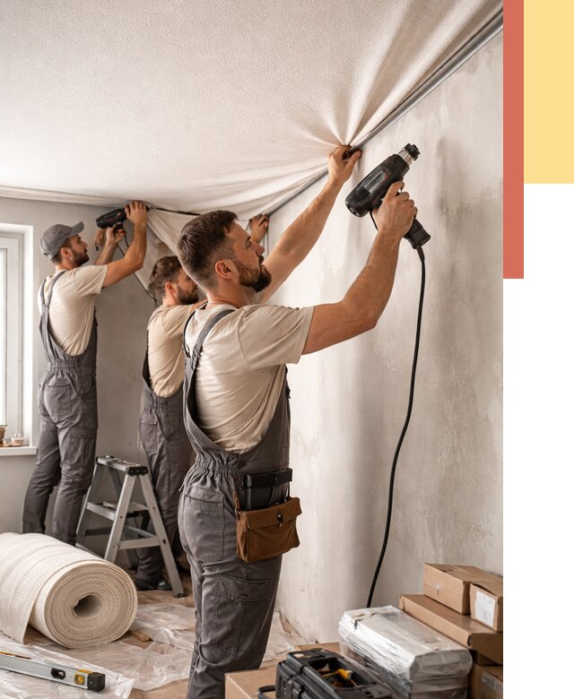 Монтаж фактурного натяжного потолка в Волгодонске от 821 руб. — ОТДЕЛОЧНИК-Вгн