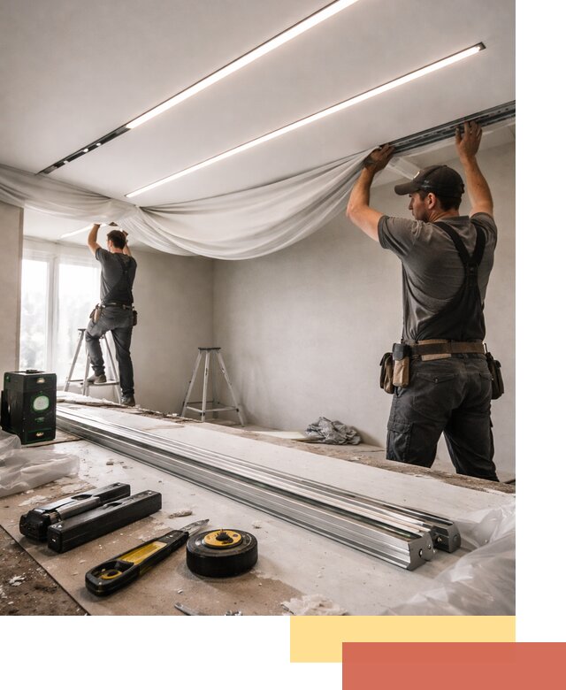 Монтаж натяжных потолков со световыми линиями в Волгодонске