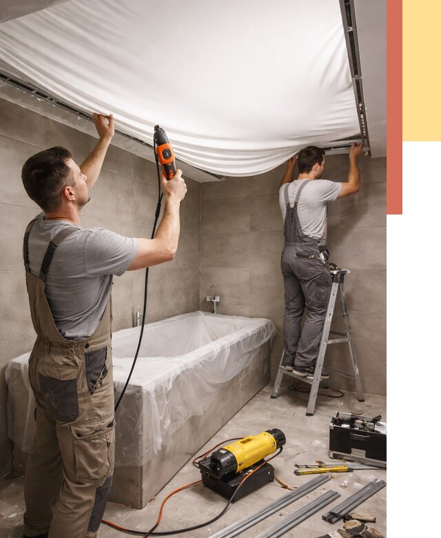 Монтаж натяжного потолка в ванной в Волгодонске от 1313 руб. под ключ | ОТДЕЛОЧНИК-Вгн