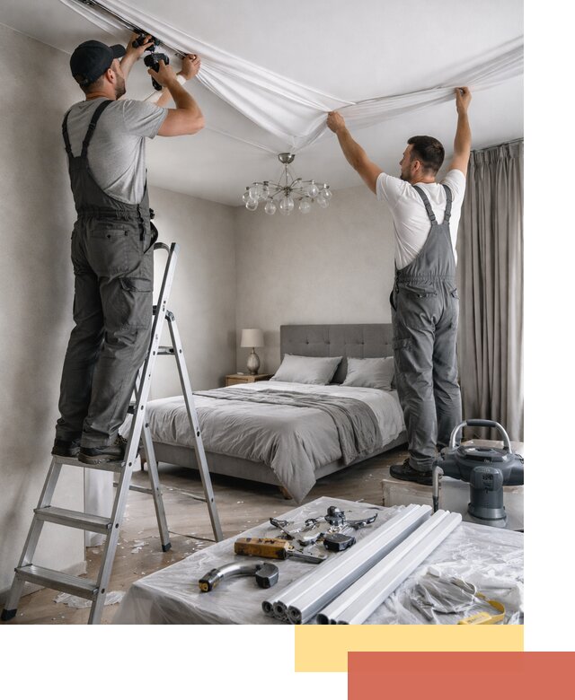 Монтаж натяжного потолка в спальне в Волгодонске