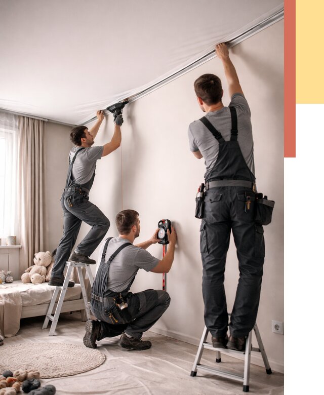 Монтаж натяжного потолка в детской в Волгодонске от 3830 руб. — быстро и недорого | ОТДЕЛОЧНИК-Вгн