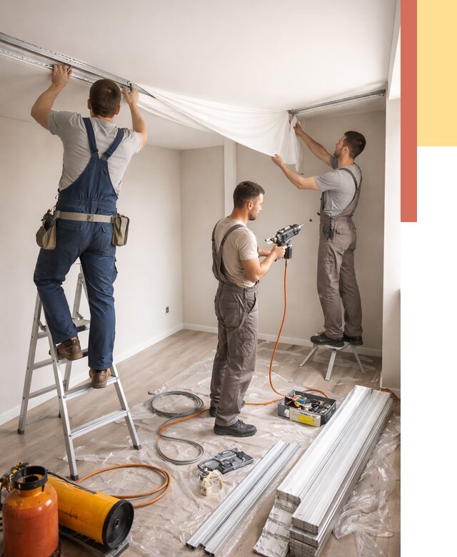 Монтаж натяжного потолка в студии в Волгодонске от 6019 руб. — быстро и недорого | ОТДЕЛОЧНИК-Вгн