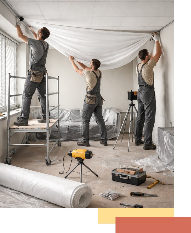 Монтаж натяжного потолка в офисе в Волгодонске