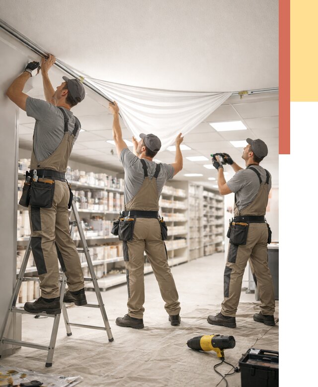 Монтаж натяжного потолка в магазине в Волгодонске от 4924 руб. быстро и недорого | ОТДЕЛОЧНИК-Вгн